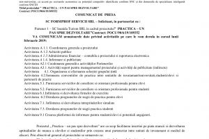 COMUNICAT DE  PRESA  SC FORMPROF SERVICII SRL